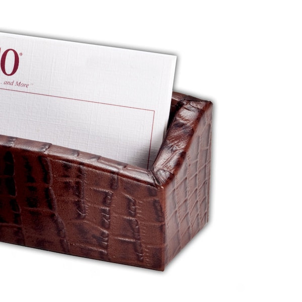 Brown Crocodile Embossed Business Card Holder